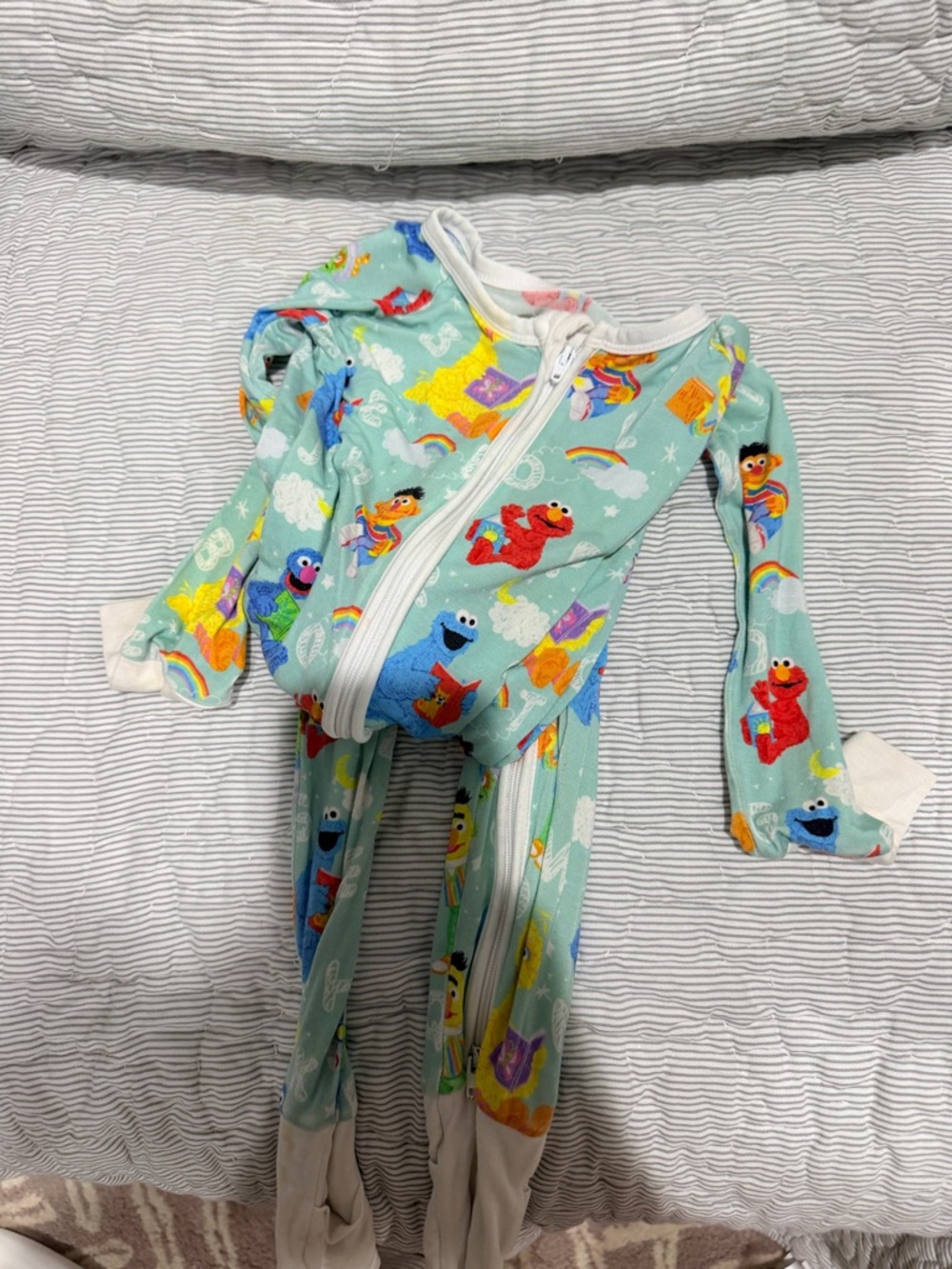 Little Sleepies Mint Green Sesame Street Character Zipper Pajamas